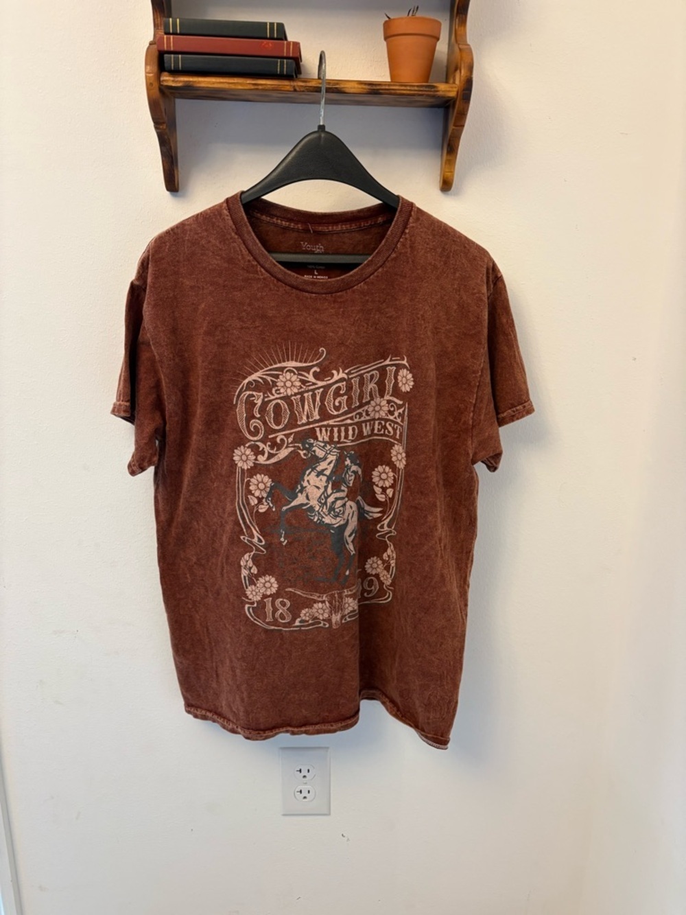 Youth in Revolt by Nikxie Cowgirl Wild West Washed Brown T-Shirt